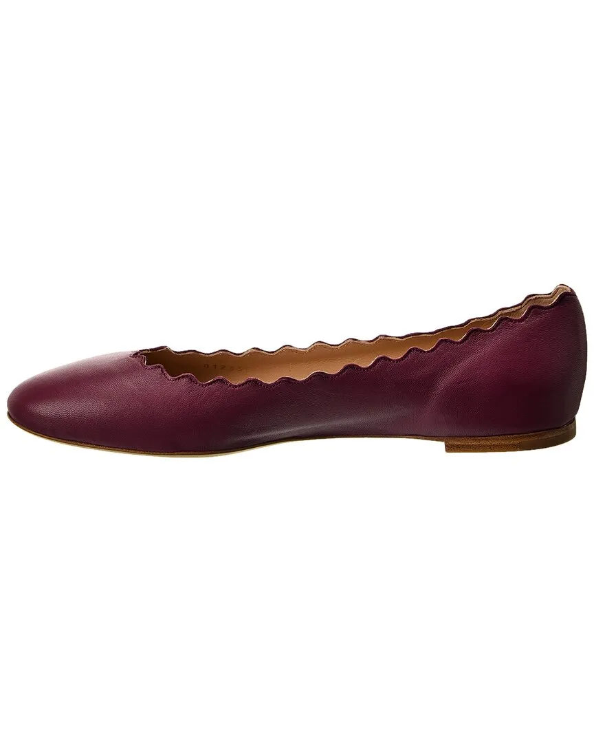 Chloé Lauren Scalloped Leather Ballerina Flat