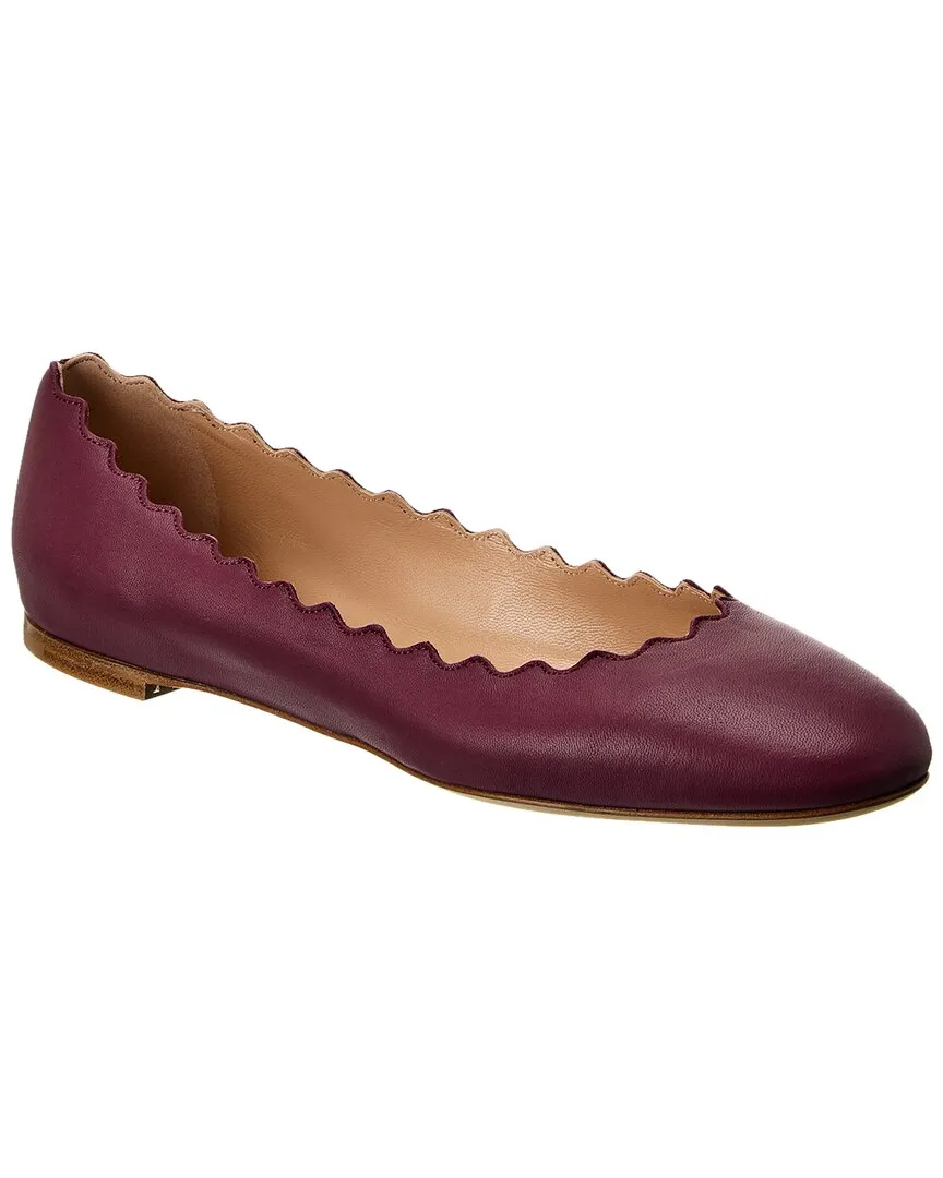 Chloé Lauren Scalloped Leather Ballerina Flat