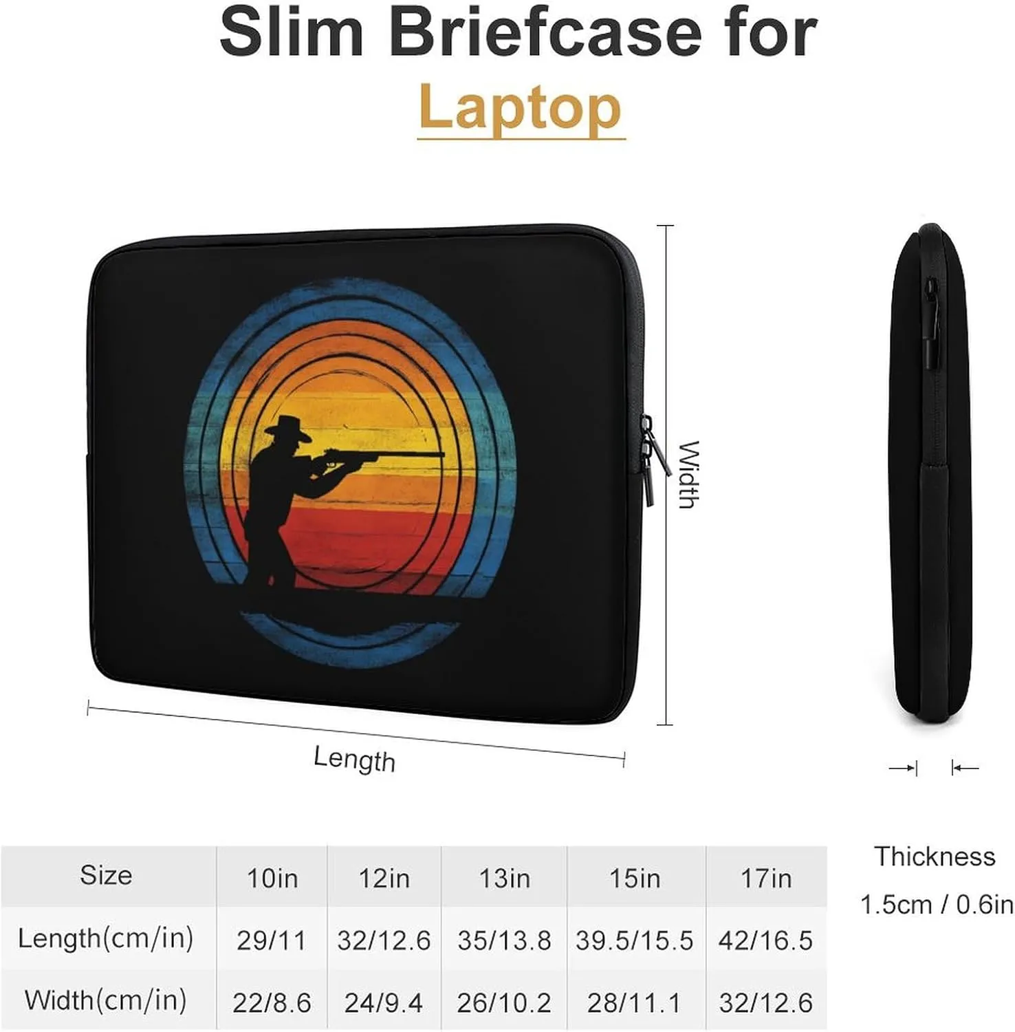 Clay Skeet Shooting Vintage Sunset (2) Laptop Case Sleeve Bag 17inch Durable Shockproof Protective Computer Carrying Cover Briefcase