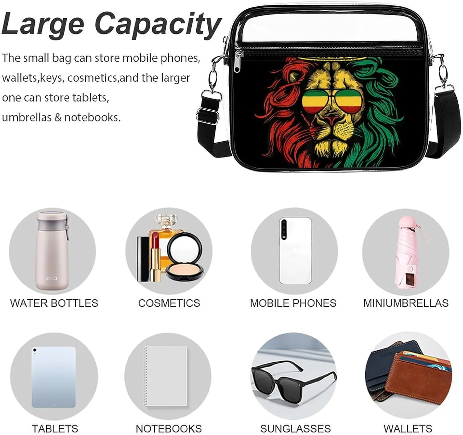 Clear Bag Stadium Approved, Women Clear Crossbody Purse Bag, Clear Stadium Bags for Sporting Events, Concerts