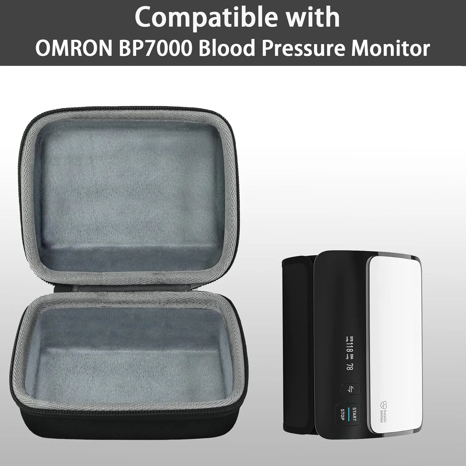 co2CREA Hard Case Replacement for OMRON Evolv Bluetooth Wireless Upper Arm Blood Pressure Monitor BP7000 HEM-7600T-BK (Black Case)