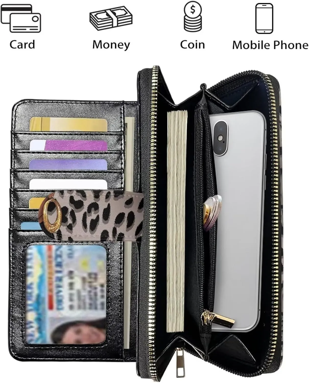 COEQINE Animal Wallet, Cute Chicken Long Leather Money Bag, Handbag With Zipper for Coin Phone, Travel Handbag for Party