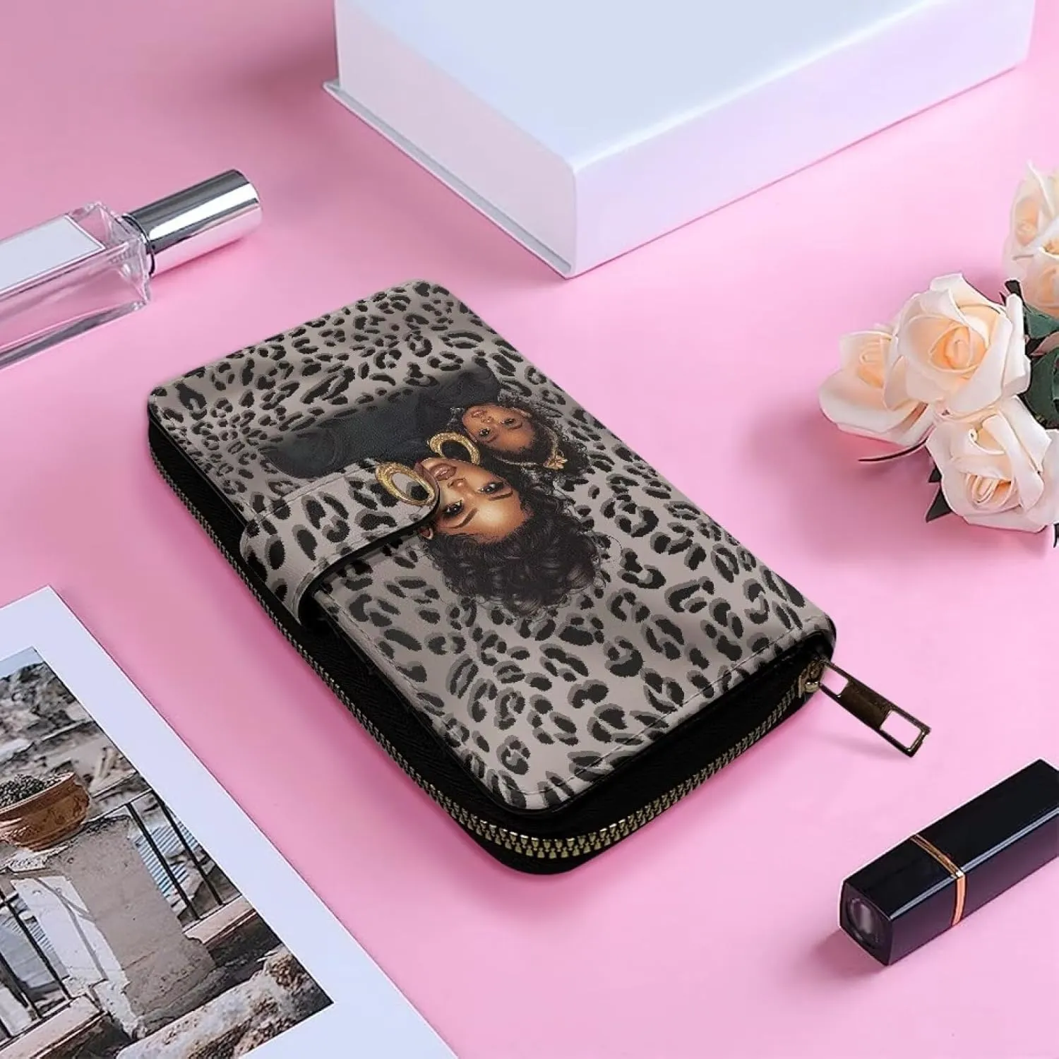 COEQINE Animal Wallet, Cute Chicken Long Leather Money Bag, Handbag With Zipper for Coin Phone, Travel Handbag for Party
