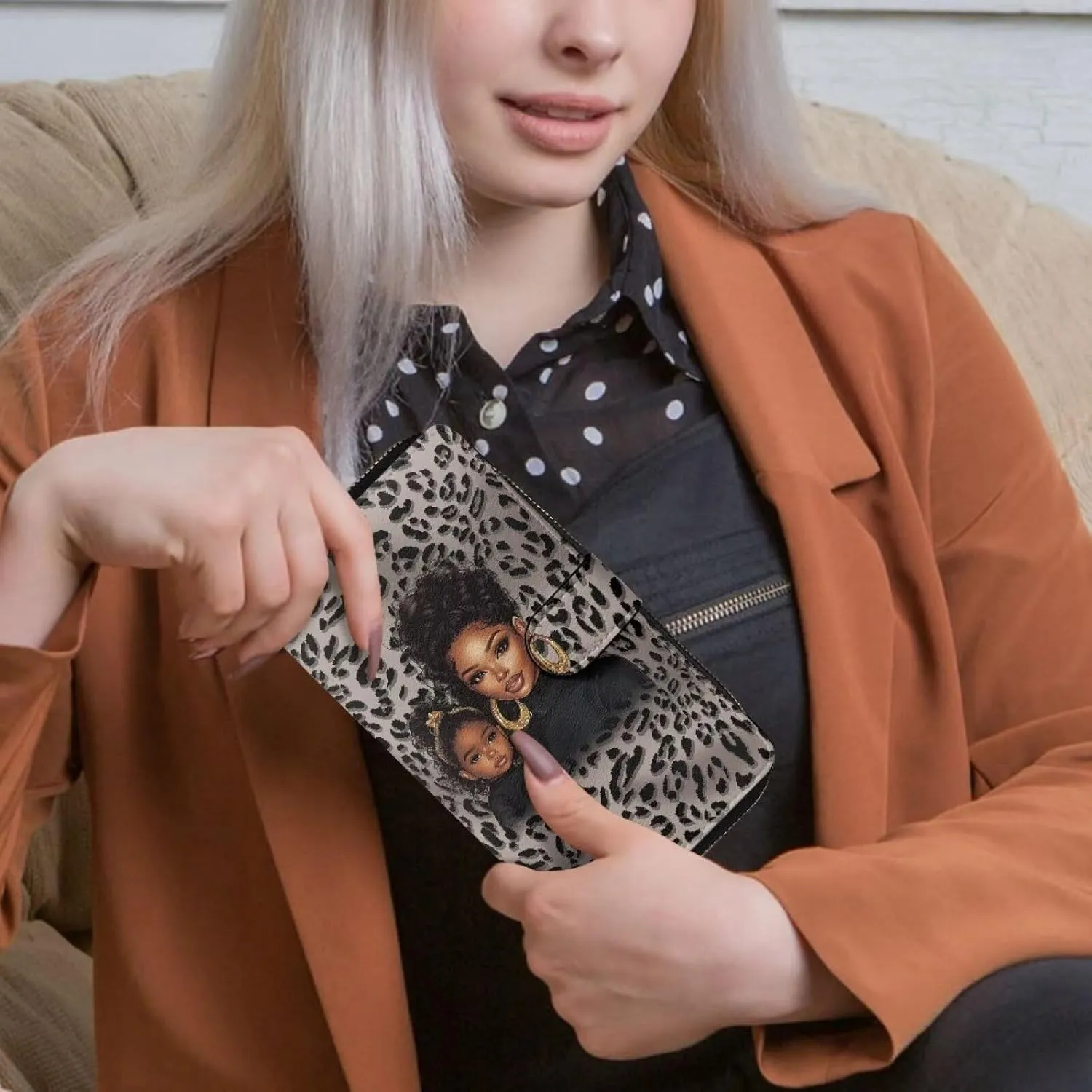 COEQINE Animal Wallet, Cute Chicken Long Leather Money Bag, Handbag With Zipper for Coin Phone, Travel Handbag for Party