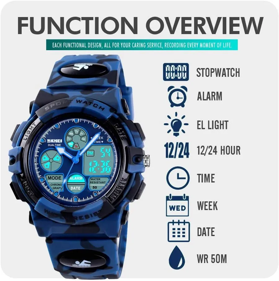cofuo Kids Digital Sport Watch, Boys Girls Waterproof Sports Outdoor Watches Children Casual Electronic Analog Quartz Wrist Watches with Alarm Stopwatch