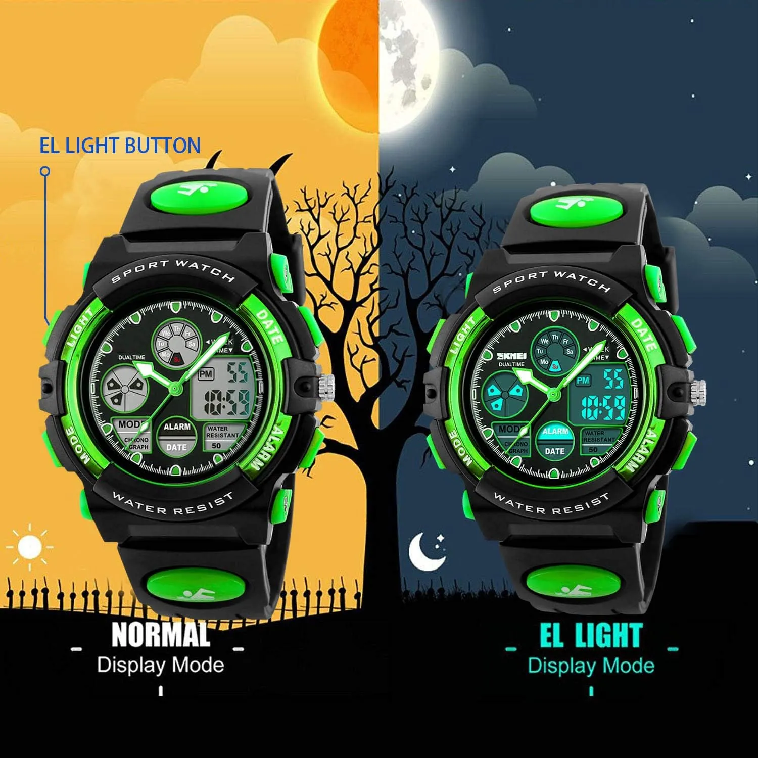 cofuo Kids Digital Sport Watch, Boys Girls Waterproof Sports Outdoor Watches Children Casual Electronic Analog Quartz Wrist Watches with Alarm Stopwatch