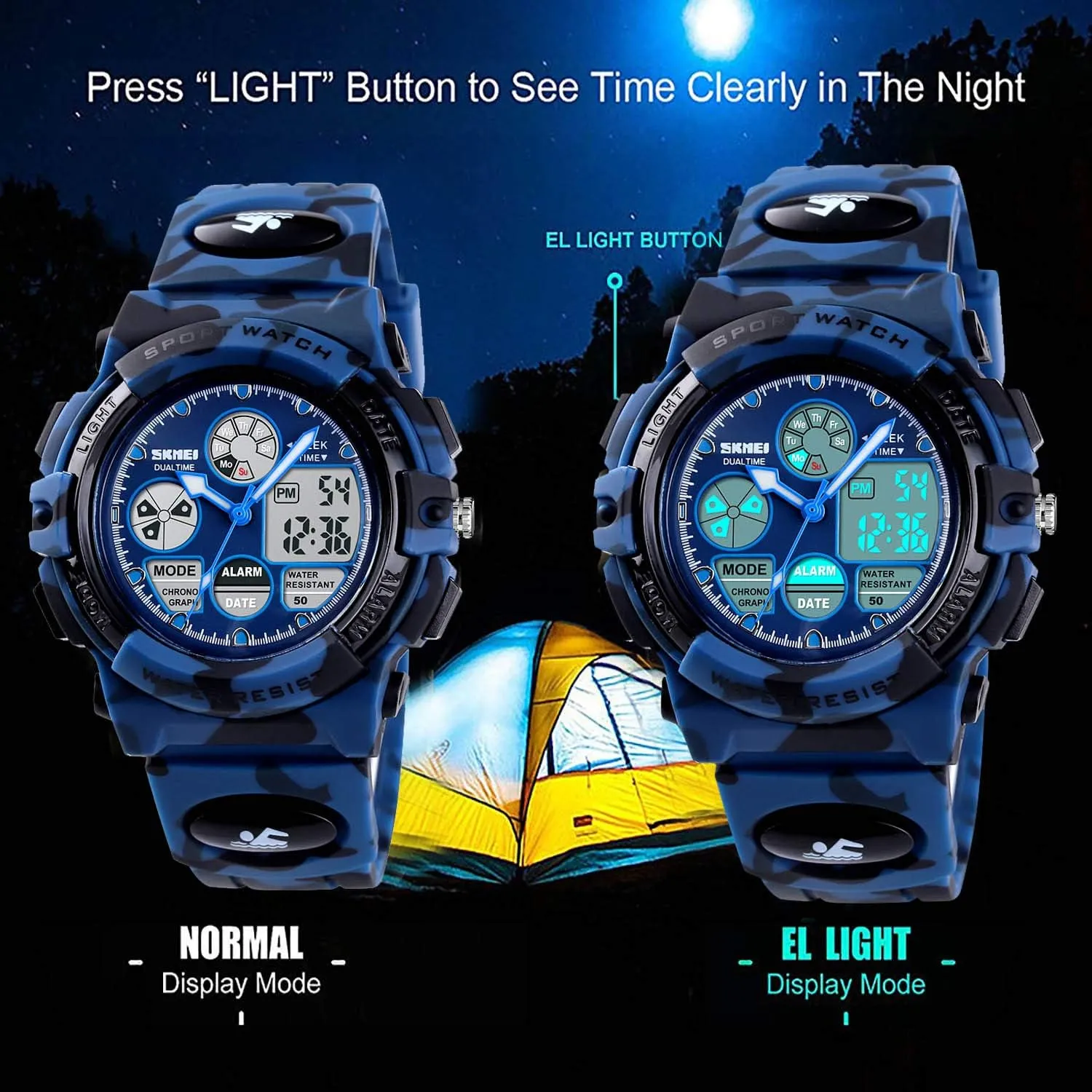 cofuo Kids Digital Sport Watch, Boys Girls Waterproof Sports Outdoor Watches Children Casual Electronic Analog Quartz Wrist Watches with Alarm Stopwatch