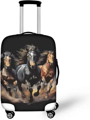 Coloranimal Luggage Covers Protector Travel Luggage Covers Elastic Suitcase Covers for Women & Men Fits 25-28 Inch Luggage Washable Suitcase Protective Baggage Cover,Black Horse L