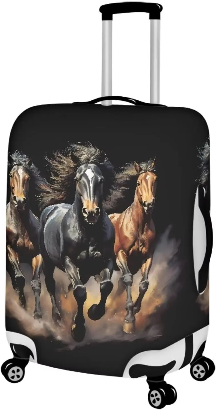 Coloranimal Luggage Covers Protector Travel Luggage Covers Elastic Suitcase Covers for Women & Men Fits 25-28 Inch Luggage Washable Suitcase Protective Baggage Cover,Black Horse L
