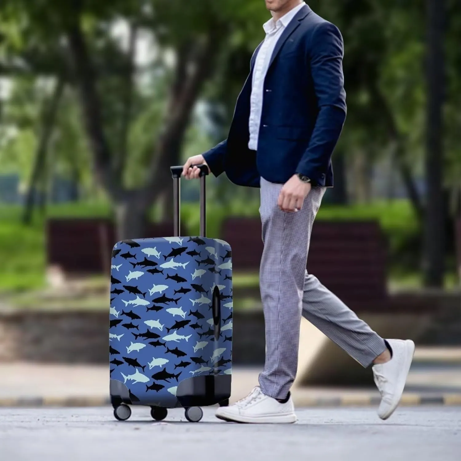 Coloranimal Underwater Ocean Sea Shark Luggage Covers Luggage Protective Cover Women Men Travel Luggage Cover for 25-28 Inch Luggage Elastic Suitcase Cover Protector Suitcase Protector L