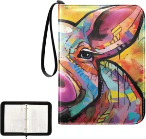 Colorful Art Pig Collectible Trading Card Albums, Waterproof PU Card Collection Binder Fits 400 Cards with Removable Sleeves for Baseball Card, Football Card