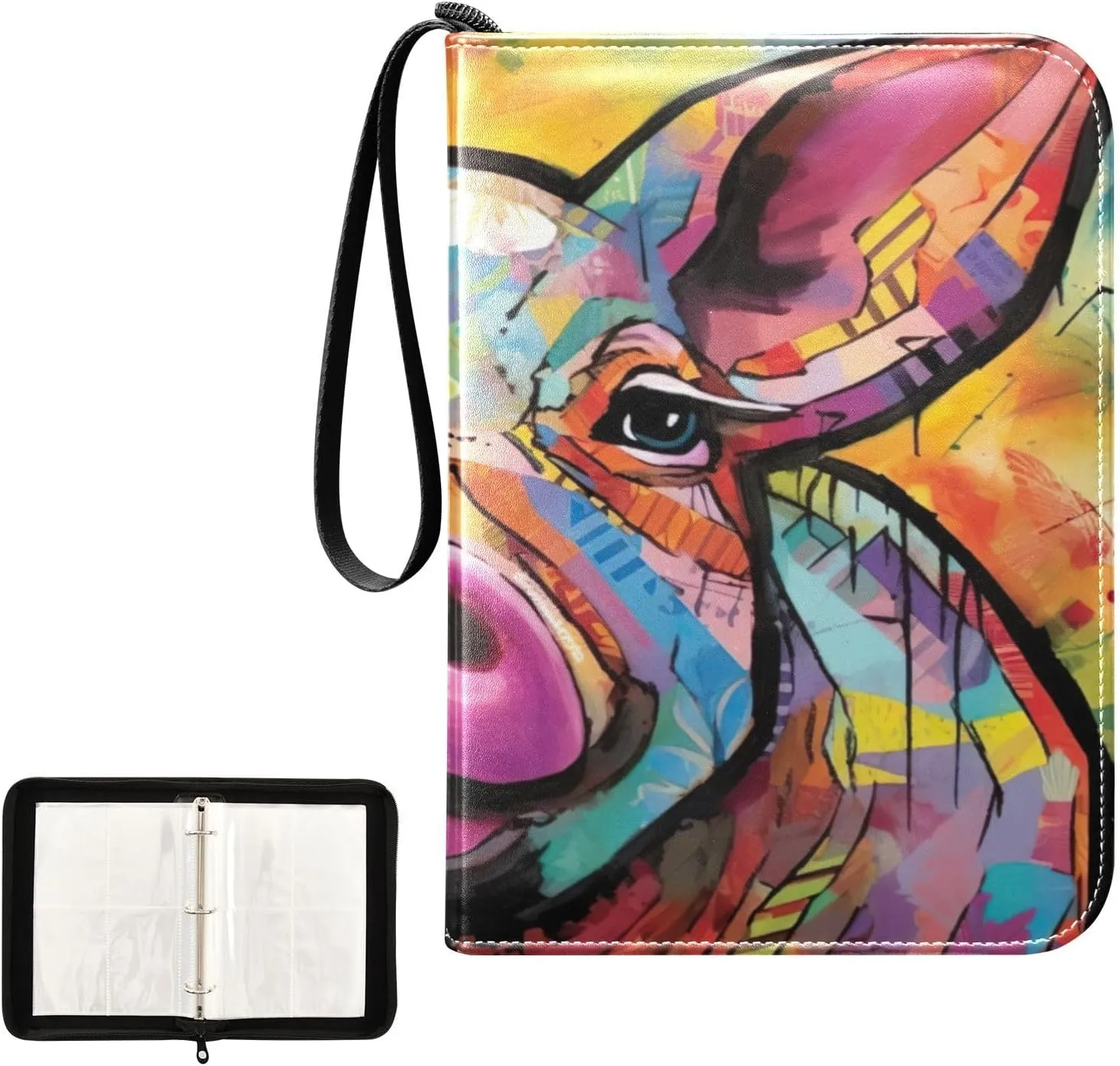 Colorful Art Pig Collectible Trading Card Albums, Waterproof PU Card Collection Binder Fits 400 Cards with Removable Sleeves for Baseball Card, Football Card