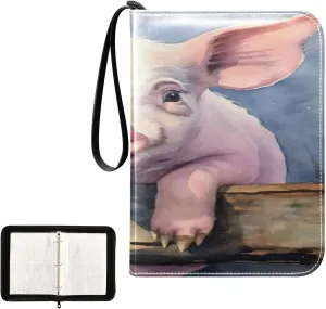 Colorful Pig Collectible Trading Card Albums, Waterproof PU Card Collection Binder Fits 400 Cards with Removable Sleeves for Baseball Card, Football Card