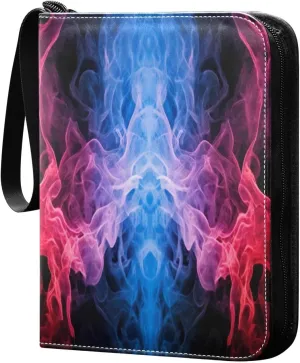 Colorful Smoke Pattern Collectible Trading Card Albums, Waterproof PU Card Collection Binder Fits 400 Cards with Removable Sleeves for Baseball Card, Football Card