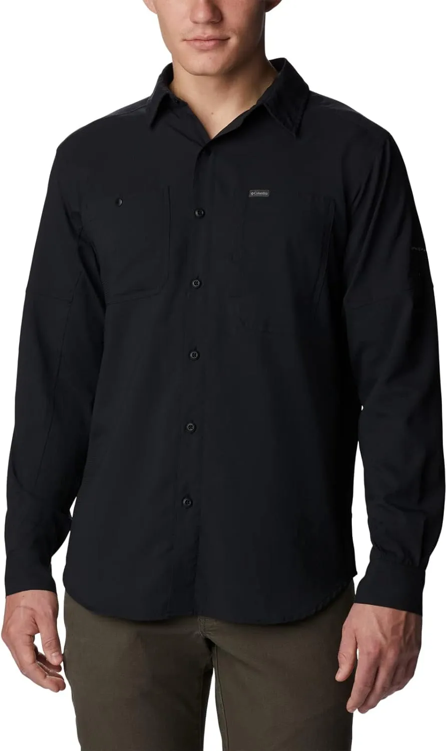 Columbia Mens Silver Ridge Utility Lite Long Sleeve Hiking Shirt, Black, Small