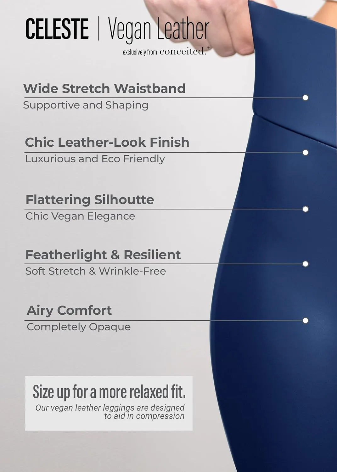 Conceited Leggings for Women in Luxe Velvet or Vegan Faux Leather - Available in Regular and Plus Size