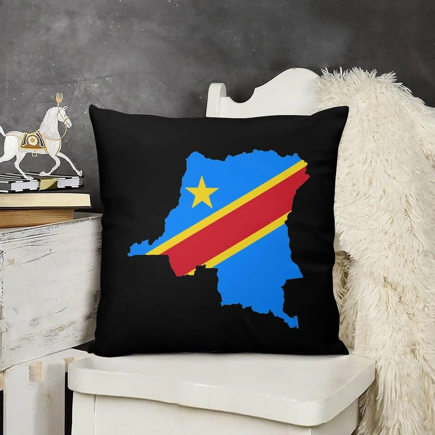 Congo Flag Map Plush Pillow Cases Soft Pillow Covers Smooth Cushion Covers for Sofa Bed Set of 4 16 "x16