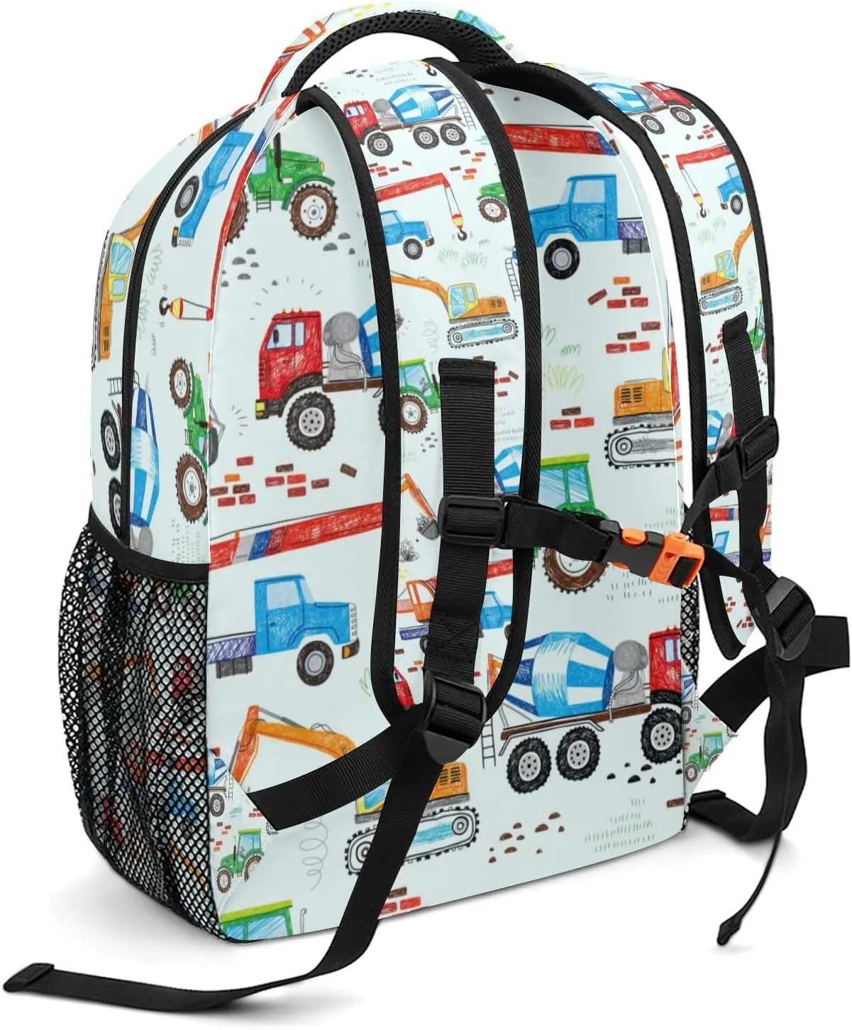 Construction Trucks Tractor Excavator Crane Cement Personalized School Backpack for Kid-Boy/Girl Primary Daypack Travel Bookbag, Option 1, K10255