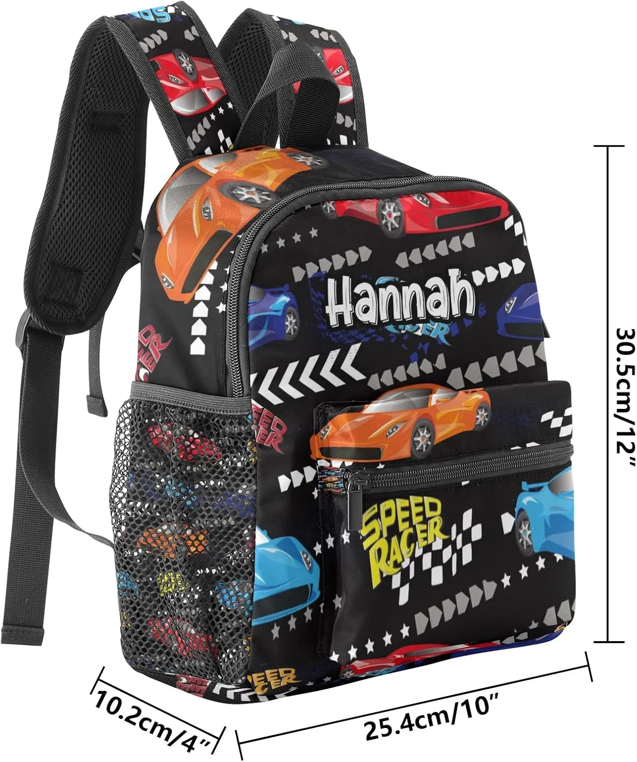 Cool Cars Street Race Personalized School Backpack for Kid-Boy/Girl Toddler Daypack Kindergarten Travel Bookbag