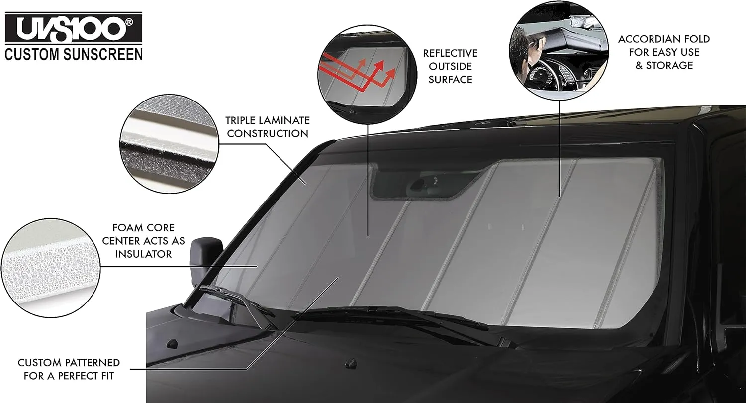 Covercraft UVS100 Custom Sunscreen | Fits 2019-2025 Honda Passport, 2016-2022 Pilot, 2017-2025 Ridgeline | Silver