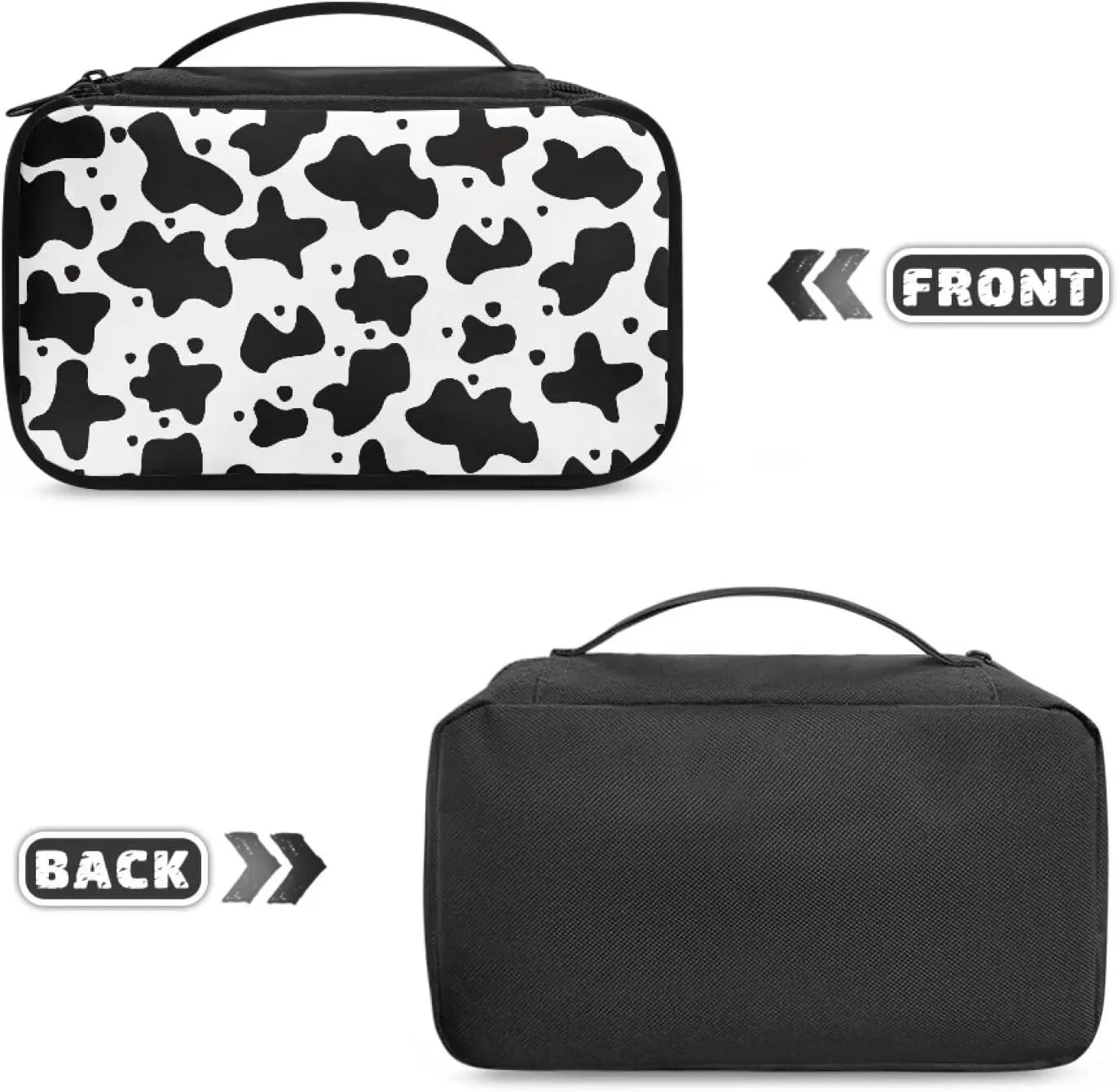 Cow Print Pocket Cosmetic Bag Womens Travel Cosmetic Organizer Makeup Bag with Zipper Travel Cosmetic Bag Easy To Carry for Long and Short Weekend Trips or Camping Trips