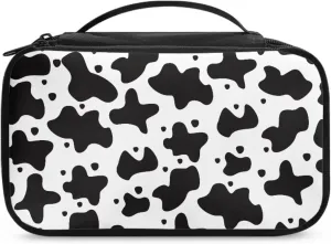 Cow Print Pocket Cosmetic Bag Womens Travel Cosmetic Organizer Makeup Bag with Zipper Travel Cosmetic Bag Easy To Carry for Long and Short Weekend Trips or Camping Trips