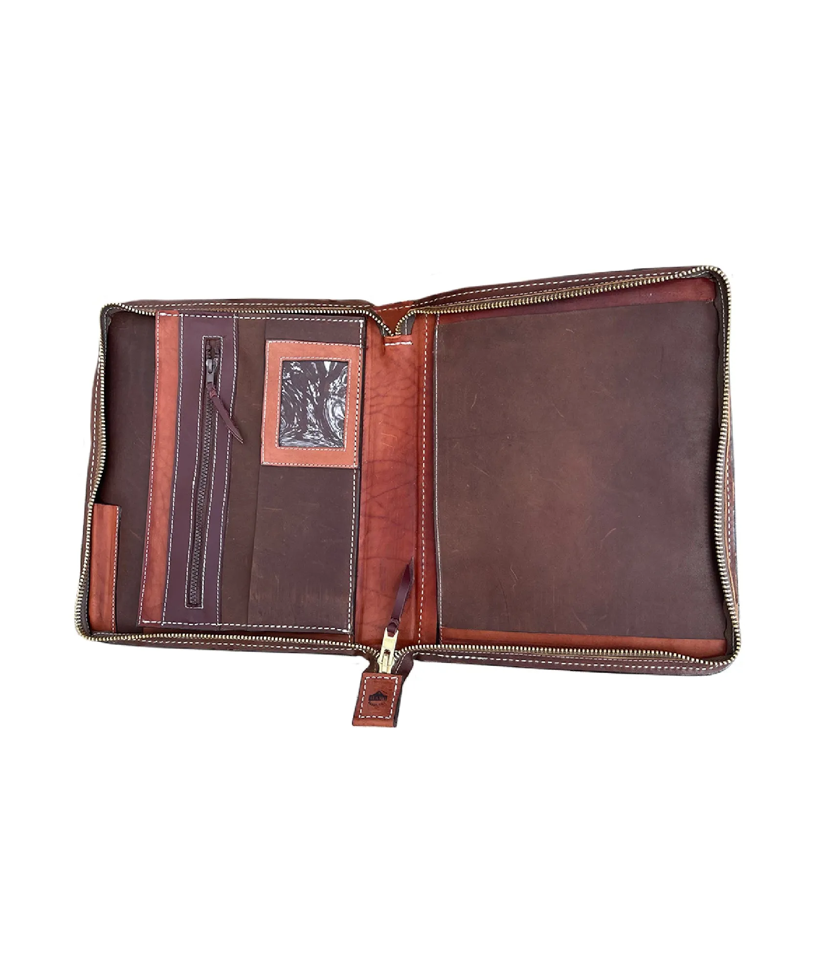 Cowboy Briefcase rough out chocolate leather geo-aztec tooling