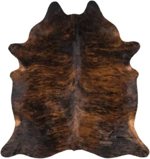 Cowhides Rug 6x6 Brindle Dark Natural Leather