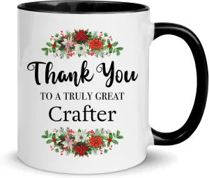 Crafter Appreciation Gifts, Crafter Thank You Gifts for Men Women, A Truly Great Mug, Birthday Christmas Leather Jewelry Woodcrater Lenscrafter Manager, Black Accent Coffee Cup