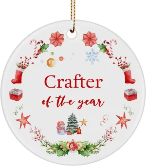 Crafter of The Year Ornament Gifts Xmas Christmas New Year Appreciation Thank You Leather Jewelry Woodcrater Lenscrafter Manager Party Decoration 2023 2024 2025 Circle
