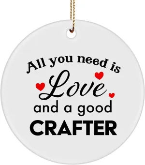 Crafter Ornament Gifts for Leather Jewelry Woodcrater Lenscrafter Manager Christmas New Year Merry Xmas Party Decor 3-Inch Ceramic Round Circle