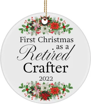 Crafter Retirement Ornament for Christmas Tree - Retired Crafter Gifts - Happy Xmas 2022 Party Decoration - Leather Jewelry Woodcrater Lenscrafter Manager - Round Shaped Circle