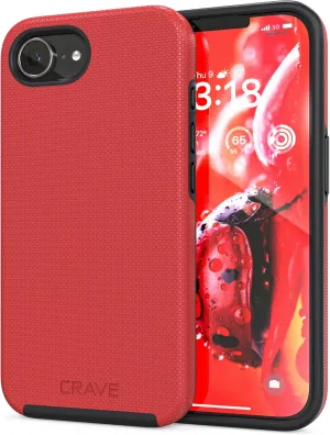 Crave Dual Guard Compatible with iPhone 16e Case, Shockproof Protection Dual Layer Case for iPhone 16e (6.1") - Red
