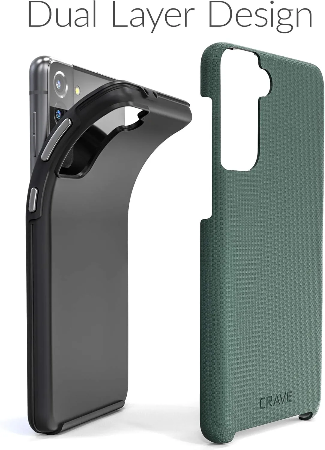 Crave Dual Guard for Galaxy S21  Case, Shockproof Protection Dual Layer Case for Samsung Galaxy S21 Plus, S21  5G (6.7 inch) - Forest Green