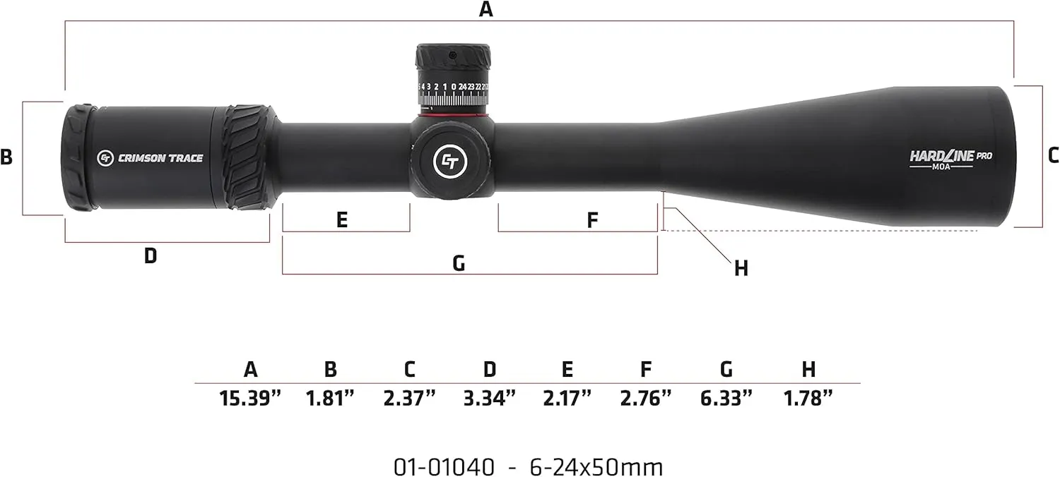 Crimson Trace Hardline Pro Riflescope with Lightweight Solid Construction, Scope Caps and Lens Cloth for Hunting, Shooting, Tactical and Outdoor