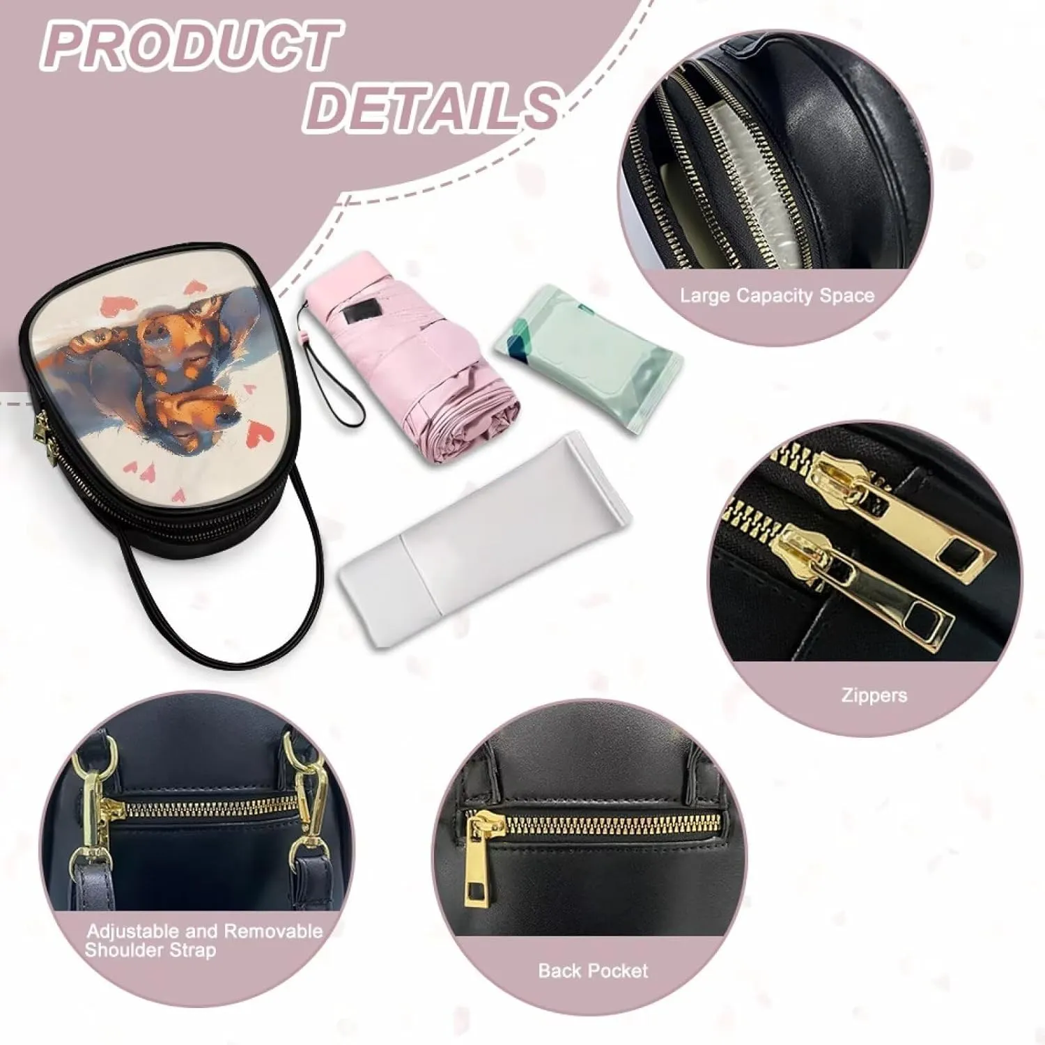 Crossbody Bag Phone Purse Handbag for Women, Dog Couple Print Shoulder Travel Purse, Animals Sling Bag PU Leather