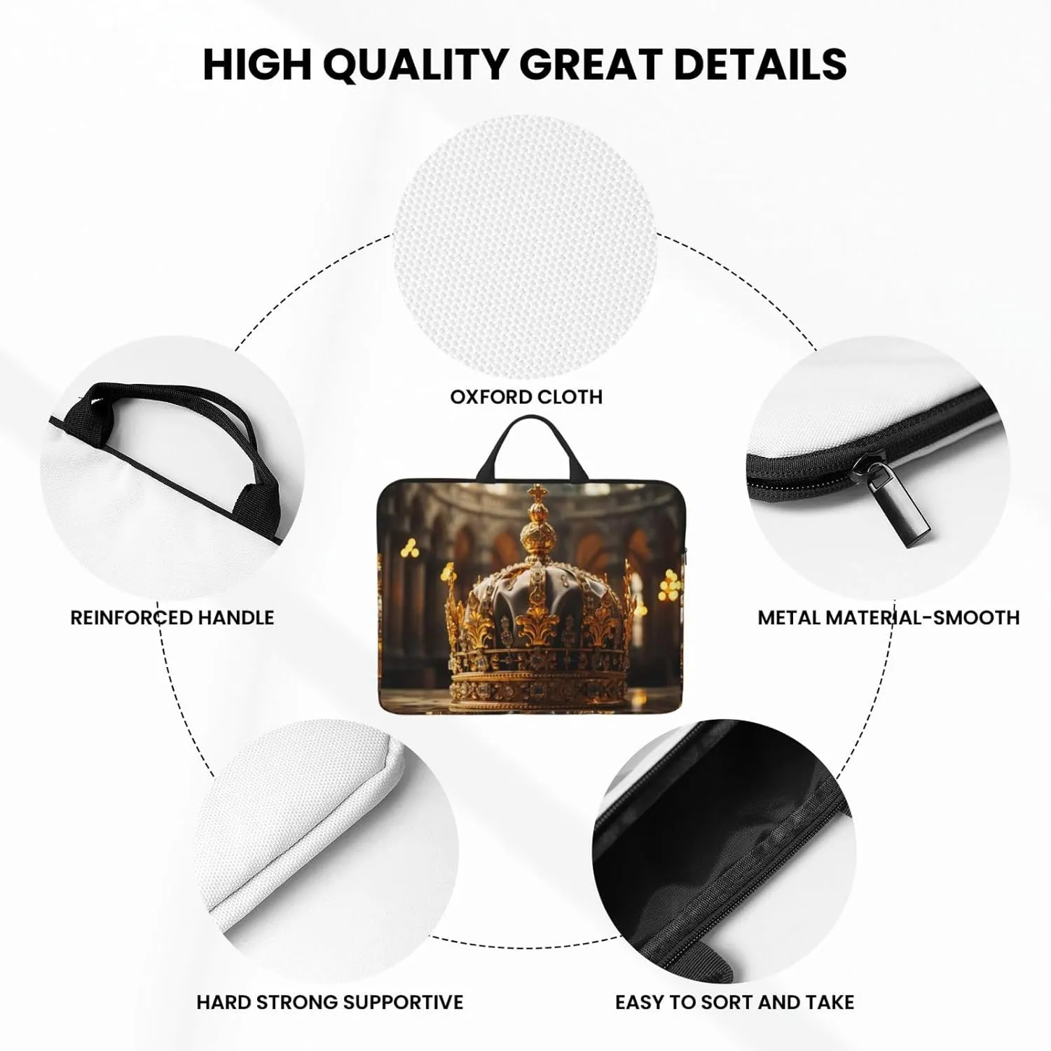 Crown 14 Inch Laptop Case, Water-Resistant and Shockproof Computer Cases for Laptopsï¼ŒSuitable for Daily Travel