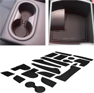 CupHolderHero Compatible with Hyundai Kona Accessories 2018-2021 Premium Custom Interior Non-Slip Anti Dust Cup Holder Inserts, Center Console Liner Mats, Door Pocket Liners 19pc Set (Solid Black)