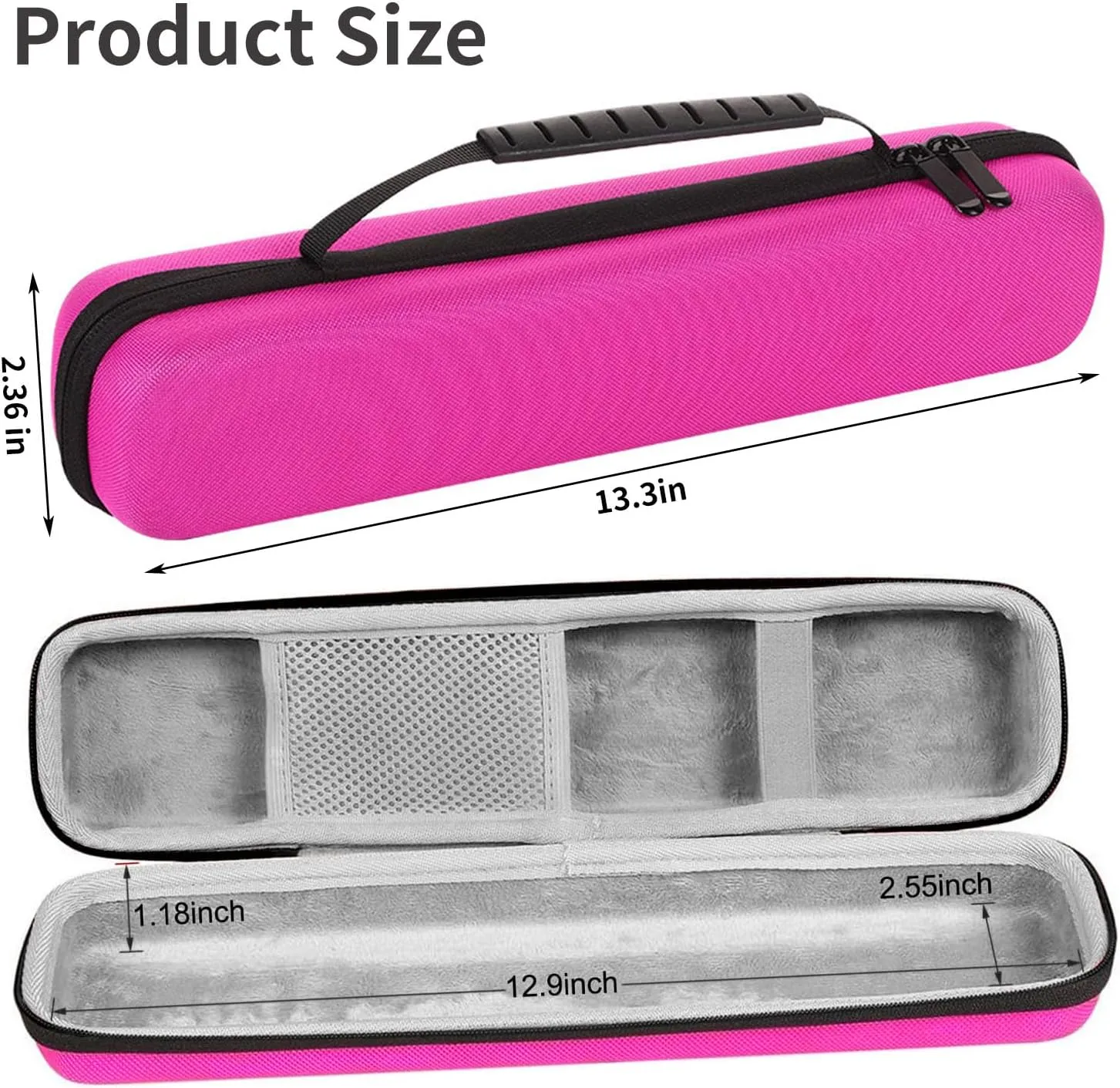 Curling Iron Travel Case, Festwarm Hard Carry Bag for Straightener Curling Irons Styler with Handle, EVA Flat Iron Cases for Vacation(CASE ONLY, Rose Red)