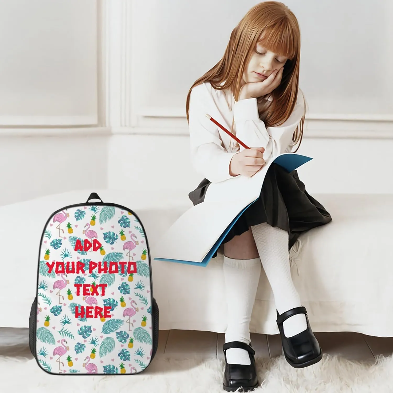 Custom Backpack for Kids with Luch box,Personalized Backpacks for Boys Girls Design Text Photo Name Logo Cute Lightweight Kindergarten Elementary School Bookbag