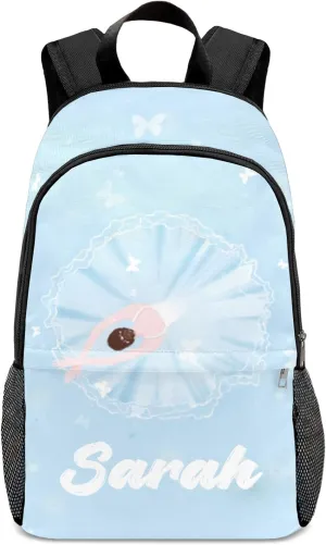 Custom Ballet Dancer Blue Butterfly School Backpack Multipurpose Casual Bag Personalized with Name Waterproof Sport Daypack Travel Man Woman Bags