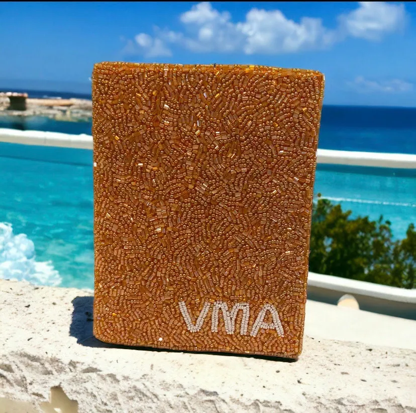 Custom beaded passport cover, travel wallet passport book holder case, personalized passport, newlywed gift, bride gift, bachelorette party