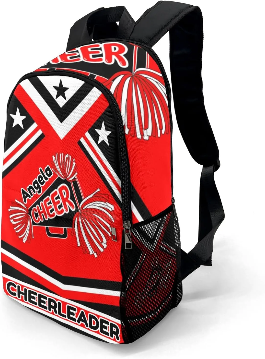 Custom Cheer Coach Red Stripes School Backpack Multipurpose Casual Bag Personalized with Name Waterproof Sport Daypack Travel Man Woman Bags