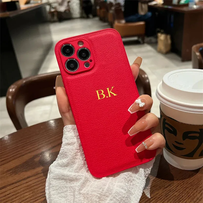 Custom Initials Personalized Premium Leather Case For iPhone