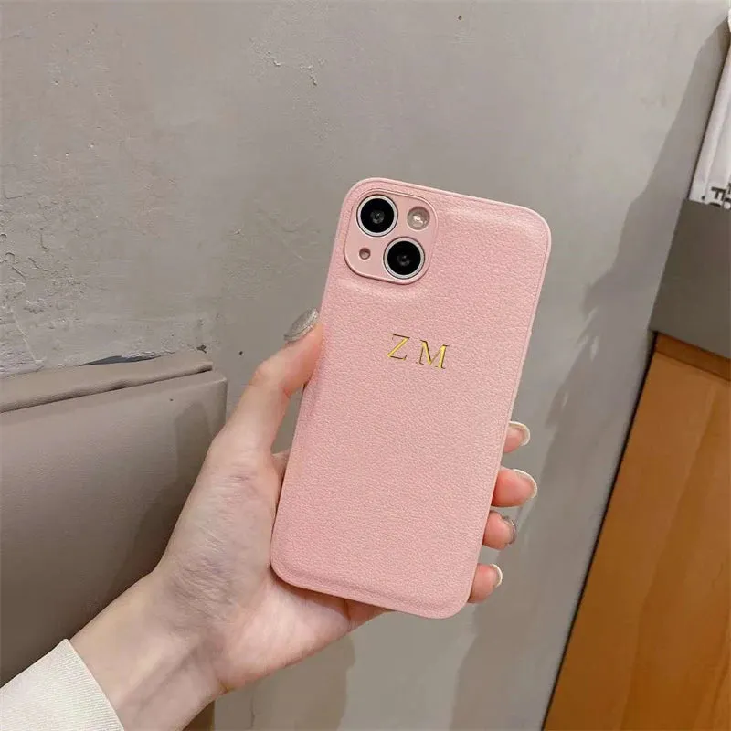 Custom Initials Personalized Premium Leather Case For iPhone