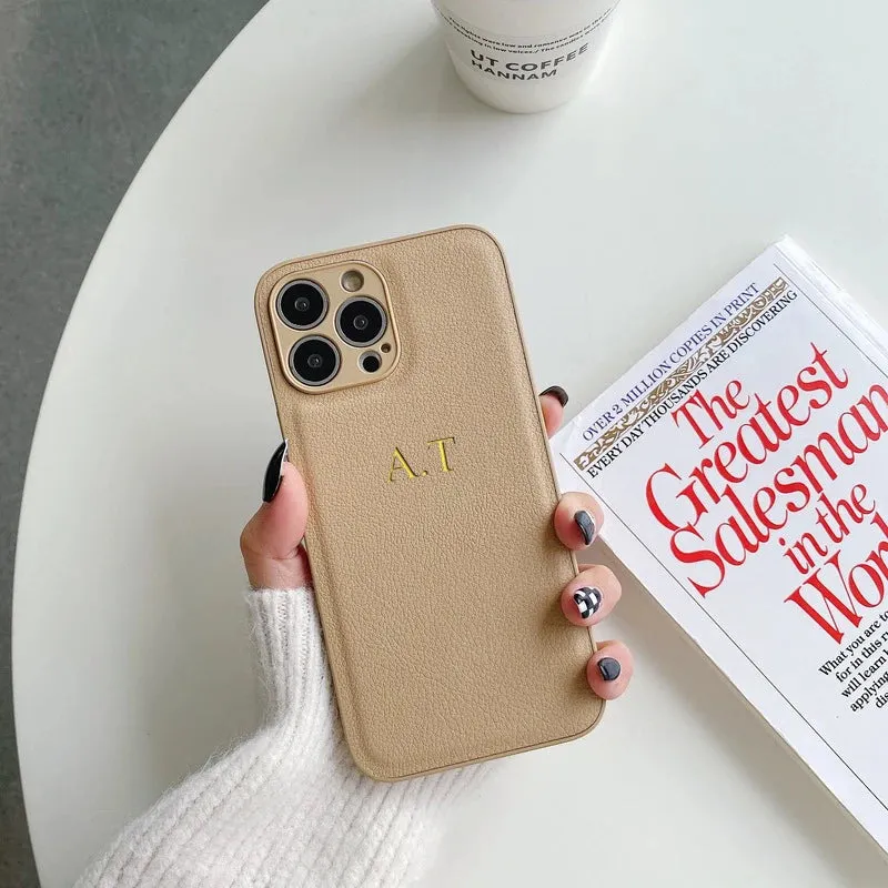 Custom Initials Personalized Premium Leather Case For iPhone