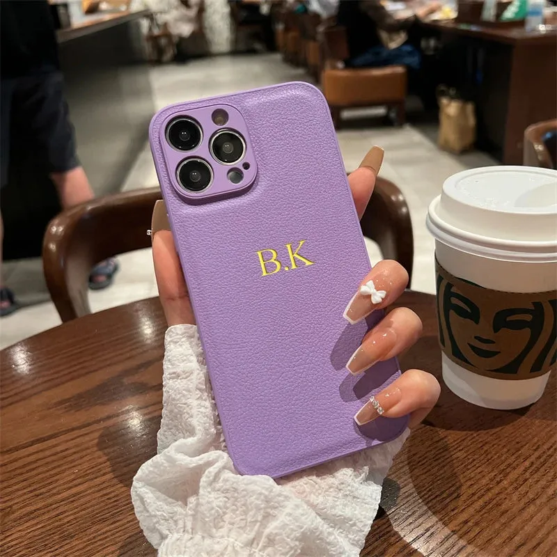 Custom Initials Personalized Premium Leather Case For iPhone