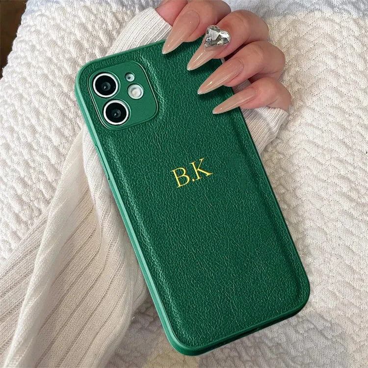Custom Initials Personalized Premium Leather Case For iPhone