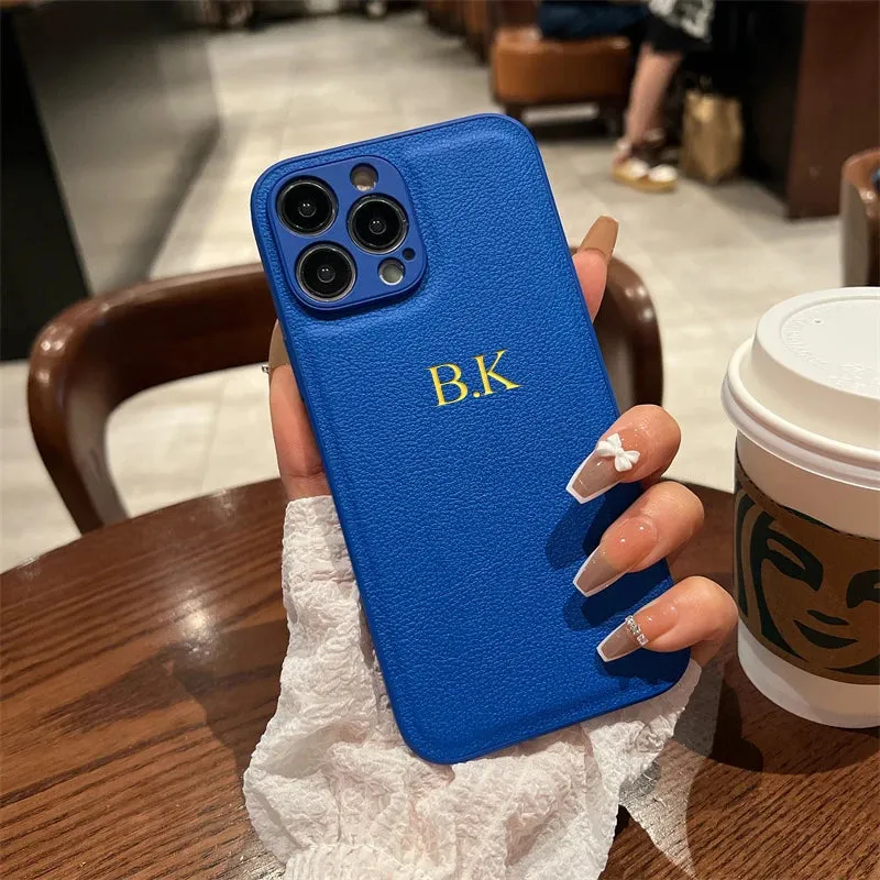 Custom Initials Personalized Premium Leather Case For iPhone