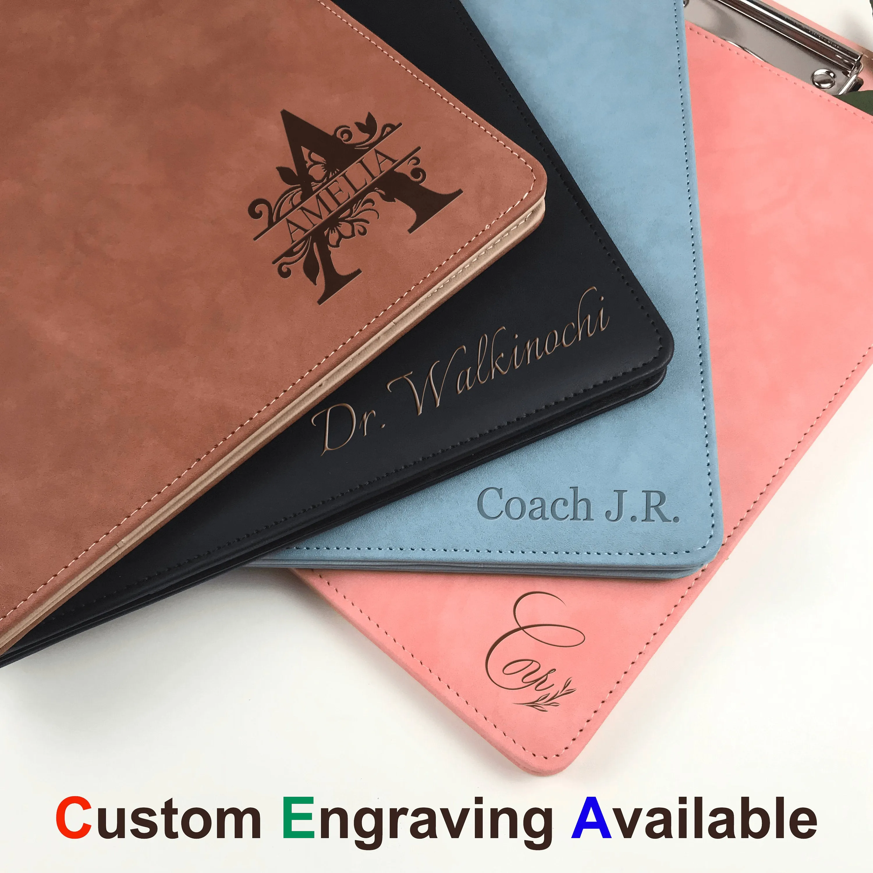 Custom Leather Portfolio, Vegan Leather Clipboard with Personalised Engraving, Fits for A4/ Legal paper, Document Holder, School/Office Gift